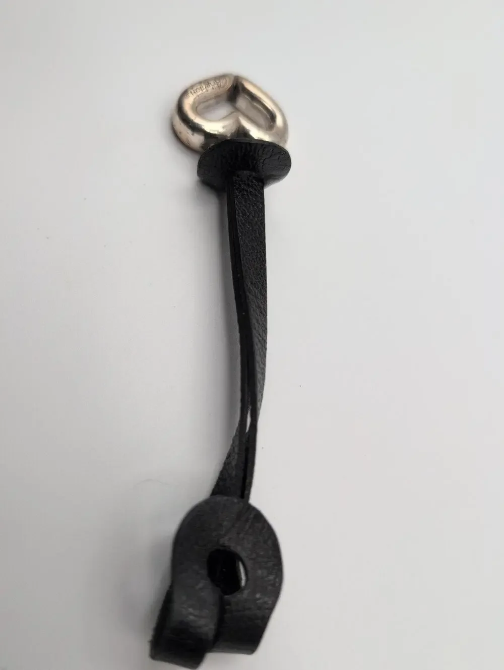 Brighton Contempo Heart Key Fob black leather strap silvertone heart